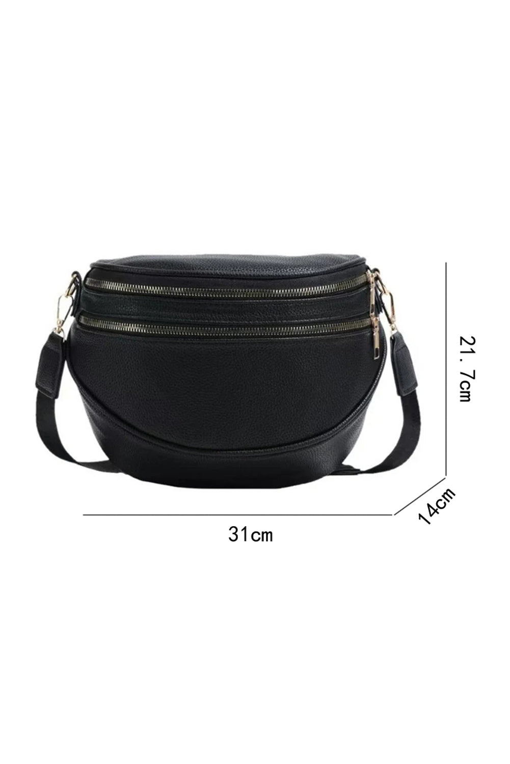 Double Zip Faux Leather Crossbody Bag