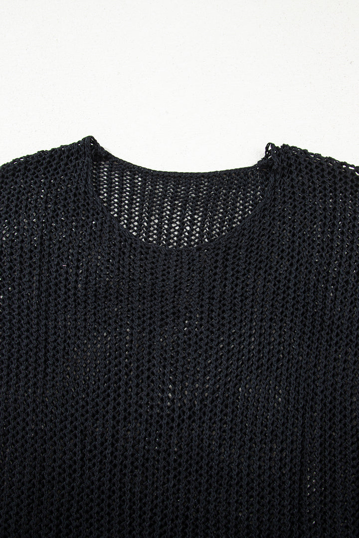 Black Crochet Hollow-out Jumper Top Sweater