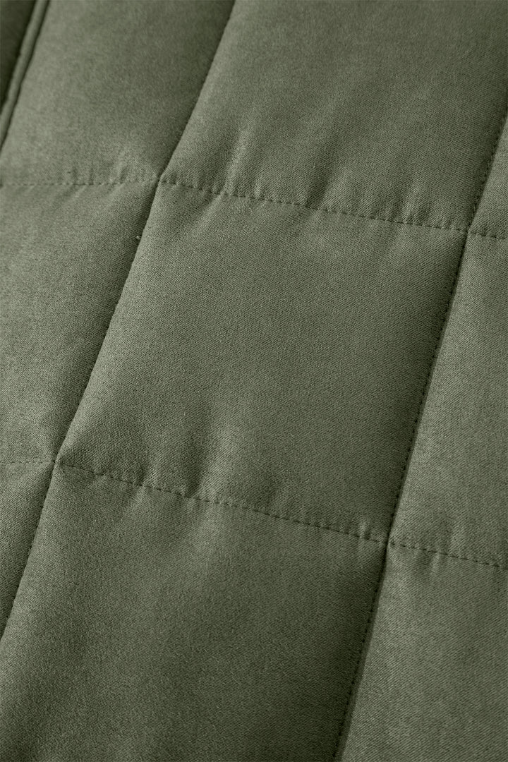 Green Zip-Up Pocket Quilted Jacket