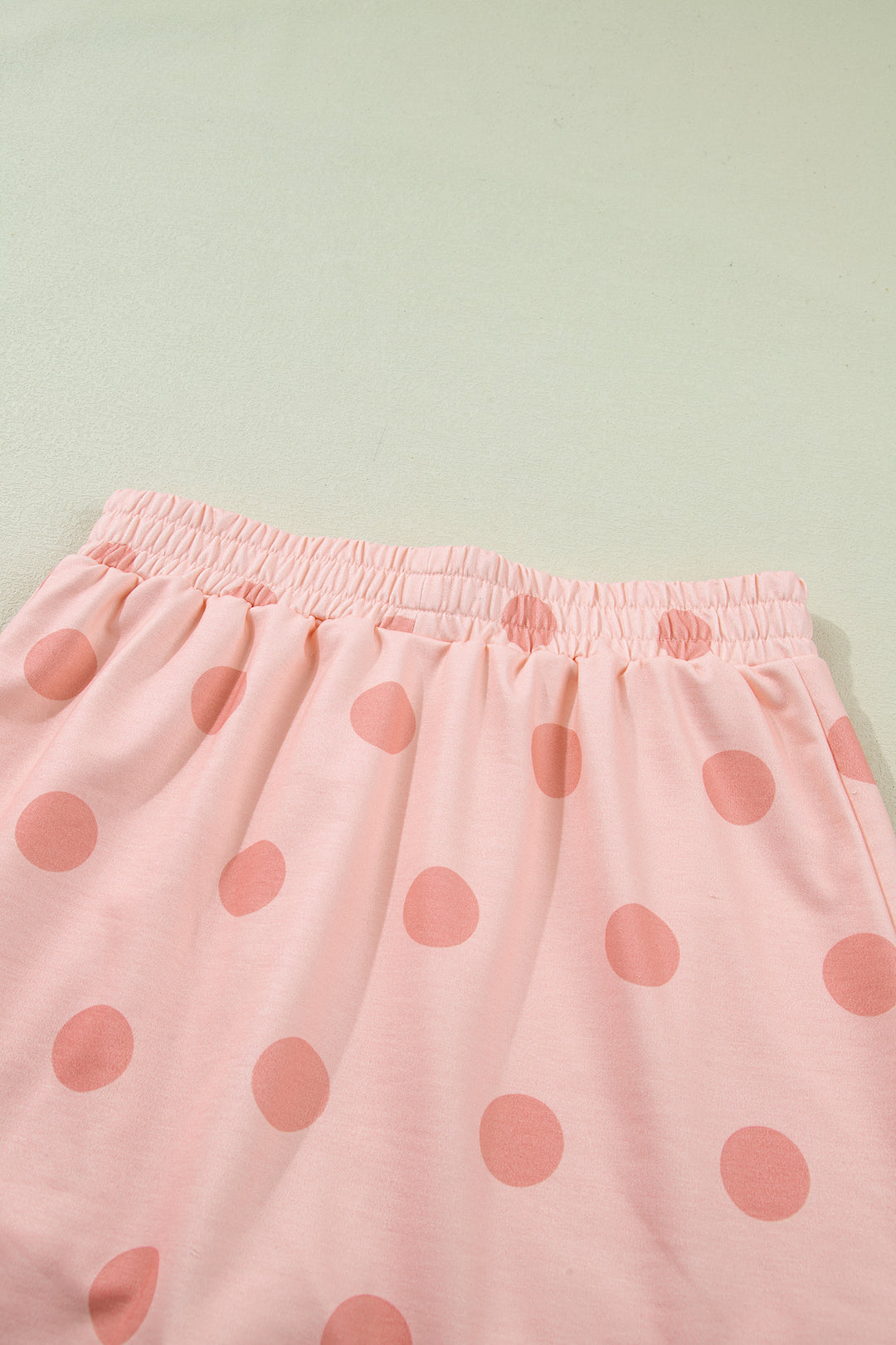 Pink Ribbed Trim Polka Dot Print Tank Split Mini Skort 2pcs Set