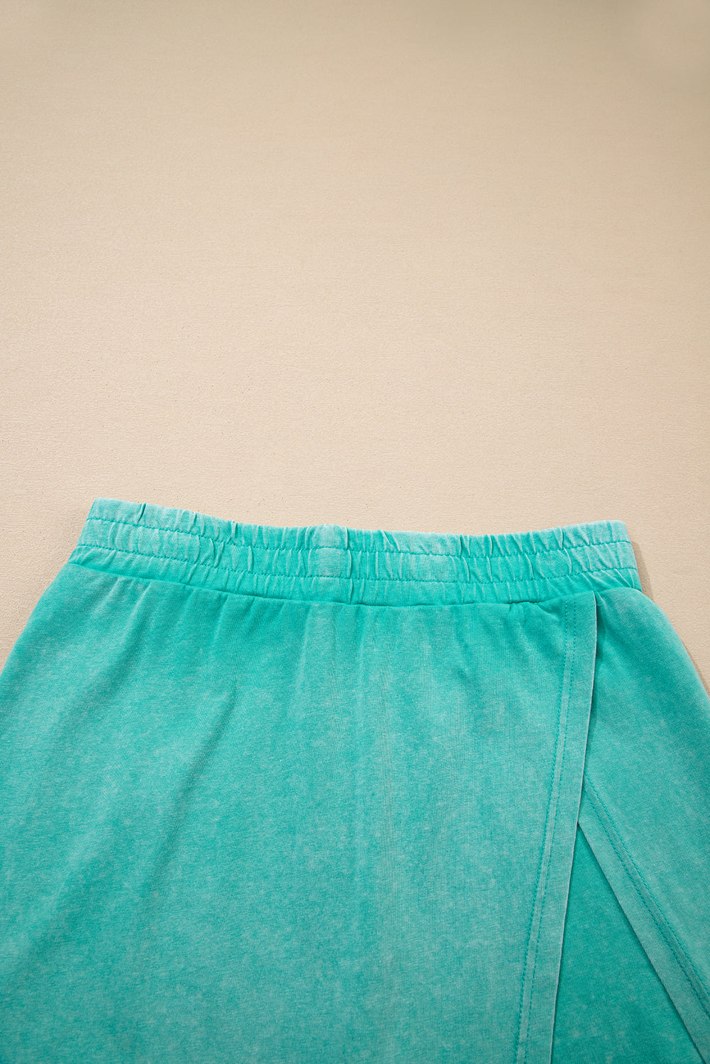 Mint Green Washed Sleeveless Top Split Skort Cotton 2pcs Outfit