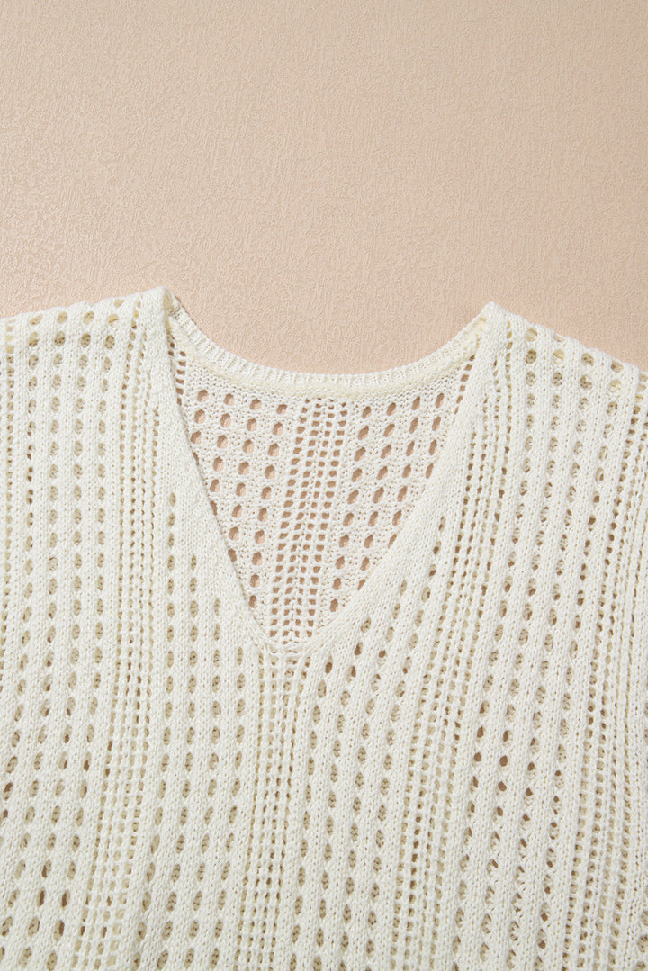 open knit drawstring waist beach dress