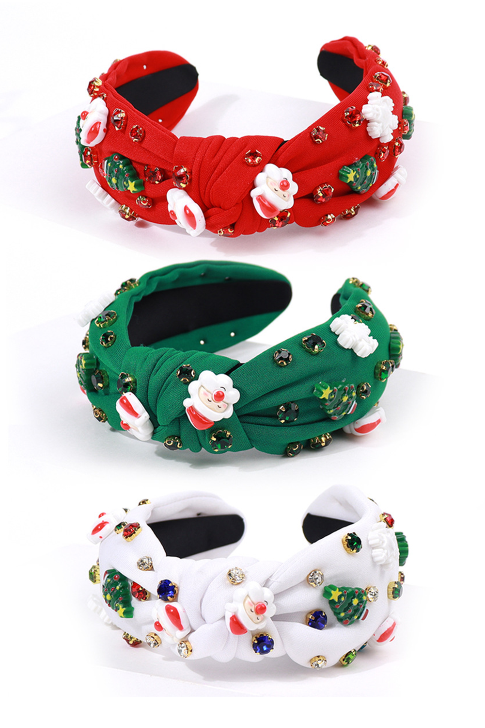 Bandeau noué en strass à motif de Noël