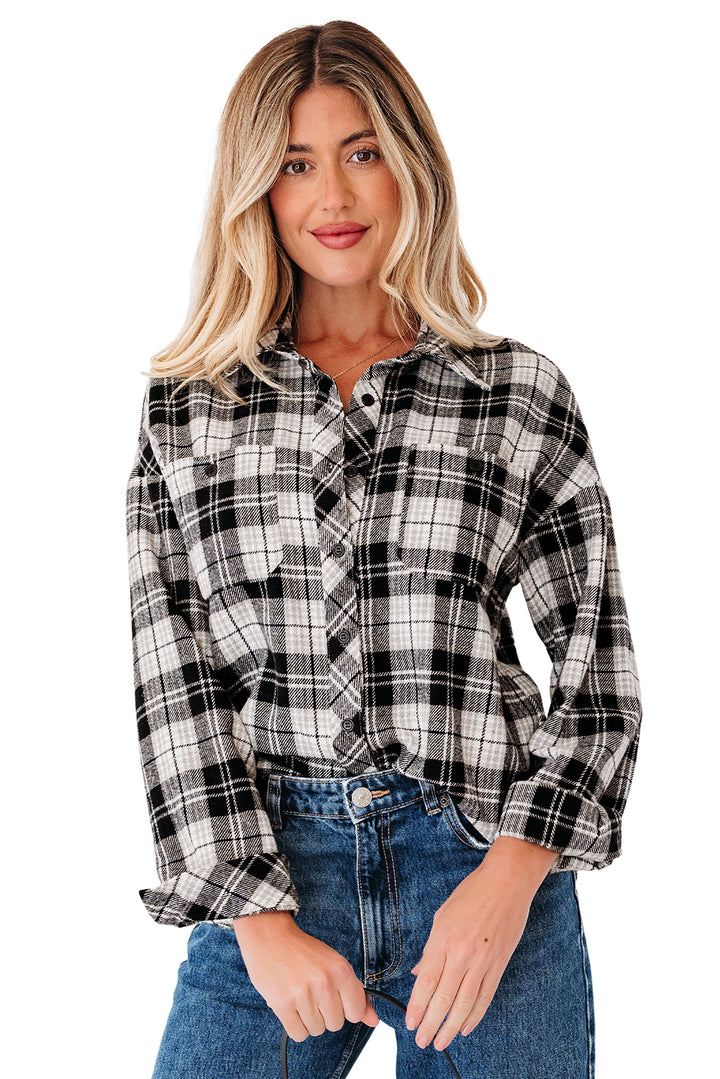 Plaid Print Chest Pockets Buttoned Shirt