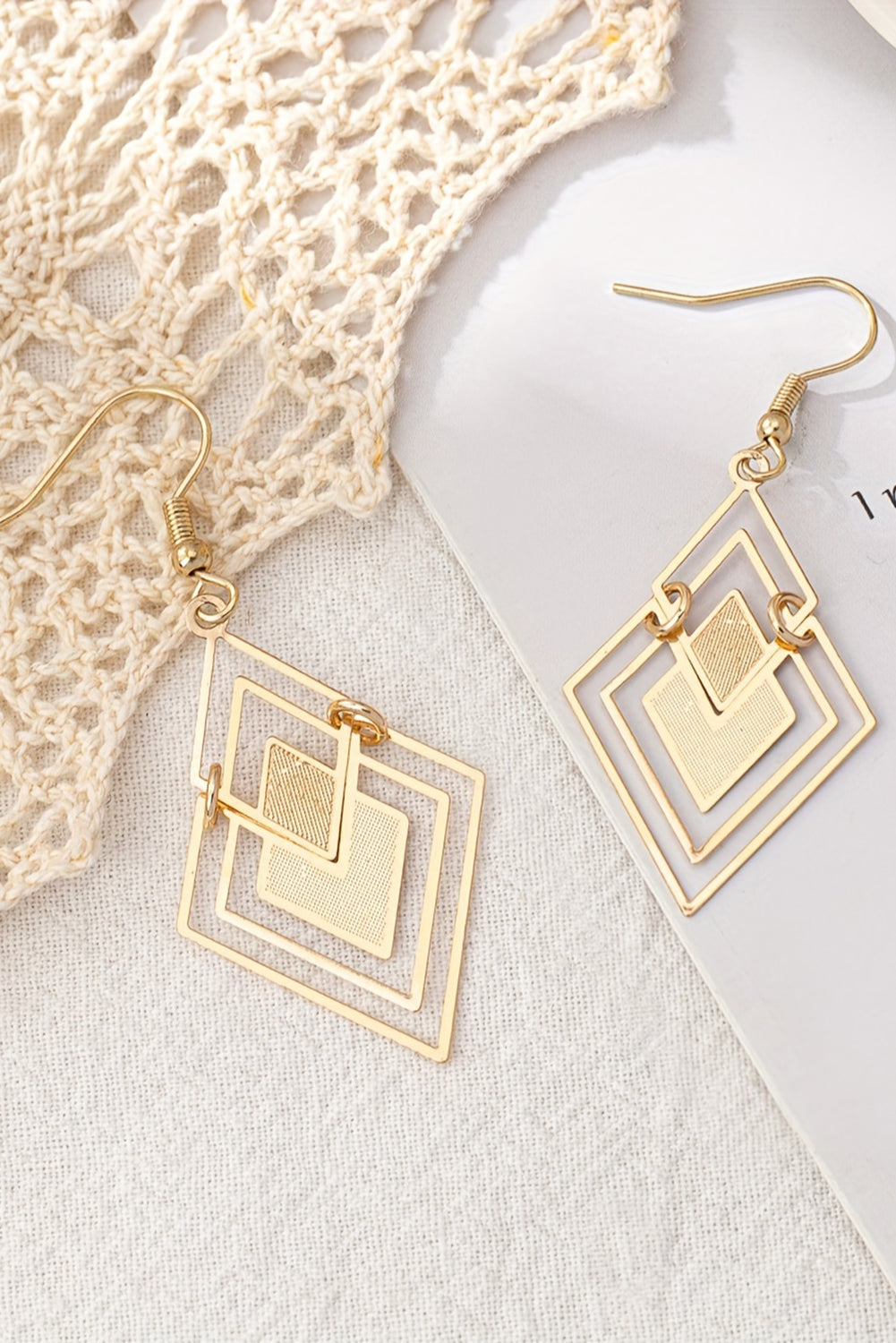 Vintage Geometric Plated Alloy Dangle Earrings