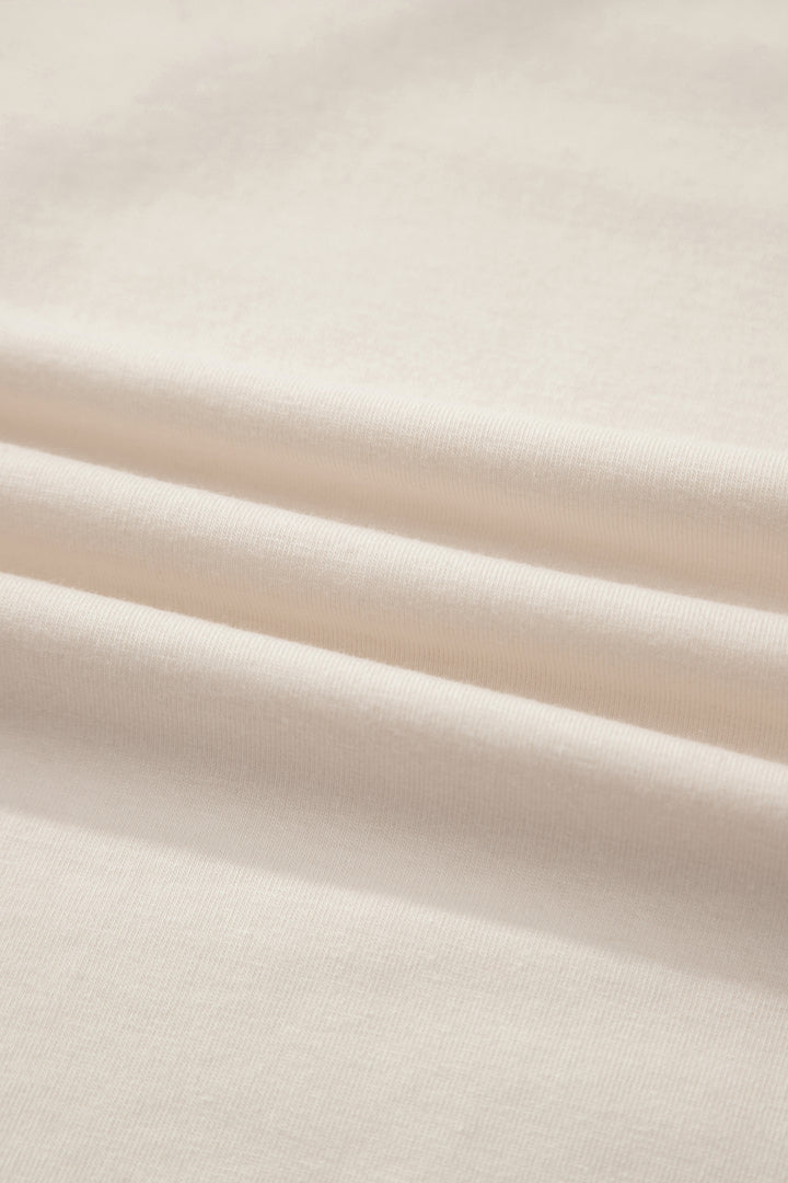 White Loose Knit Vintage Flag Bow Patched T Shirt