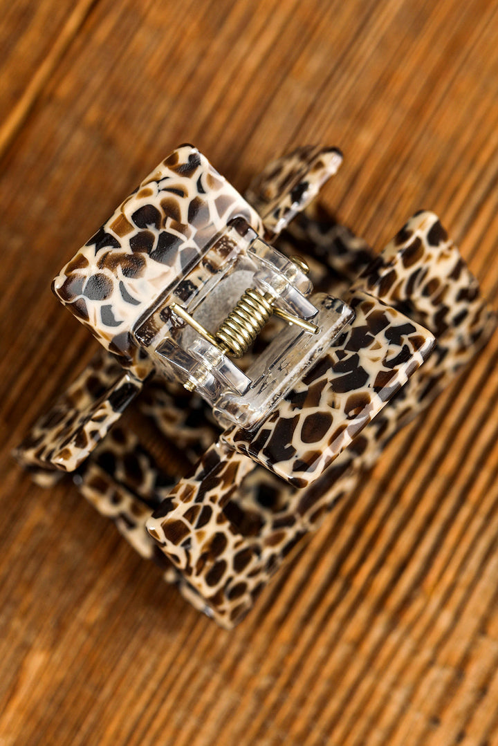 Leopard Print Cutout Square Claw Clip