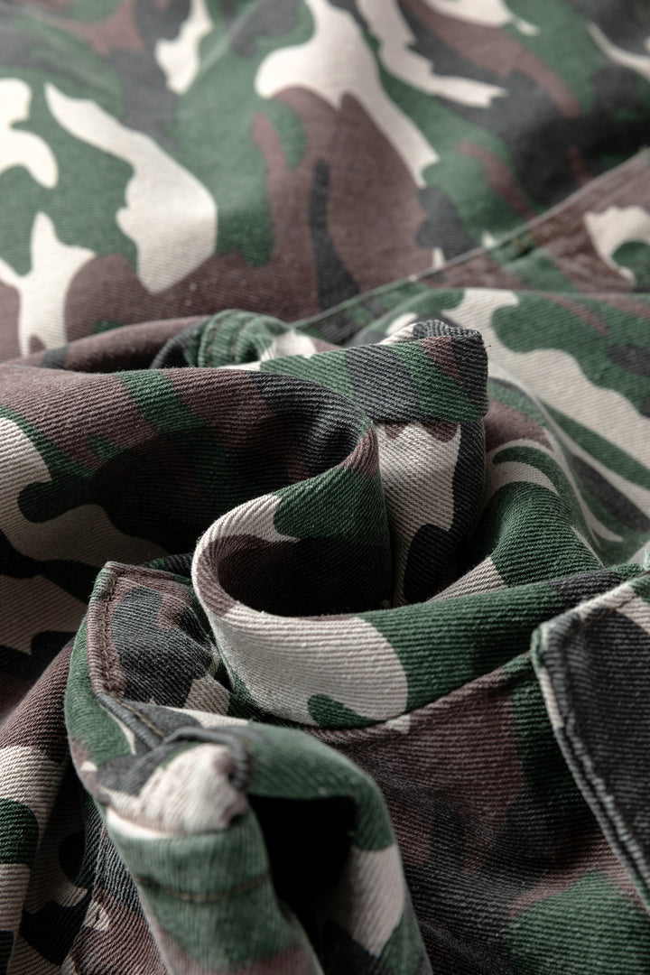Green Camo Cargo Wide Leg Pants