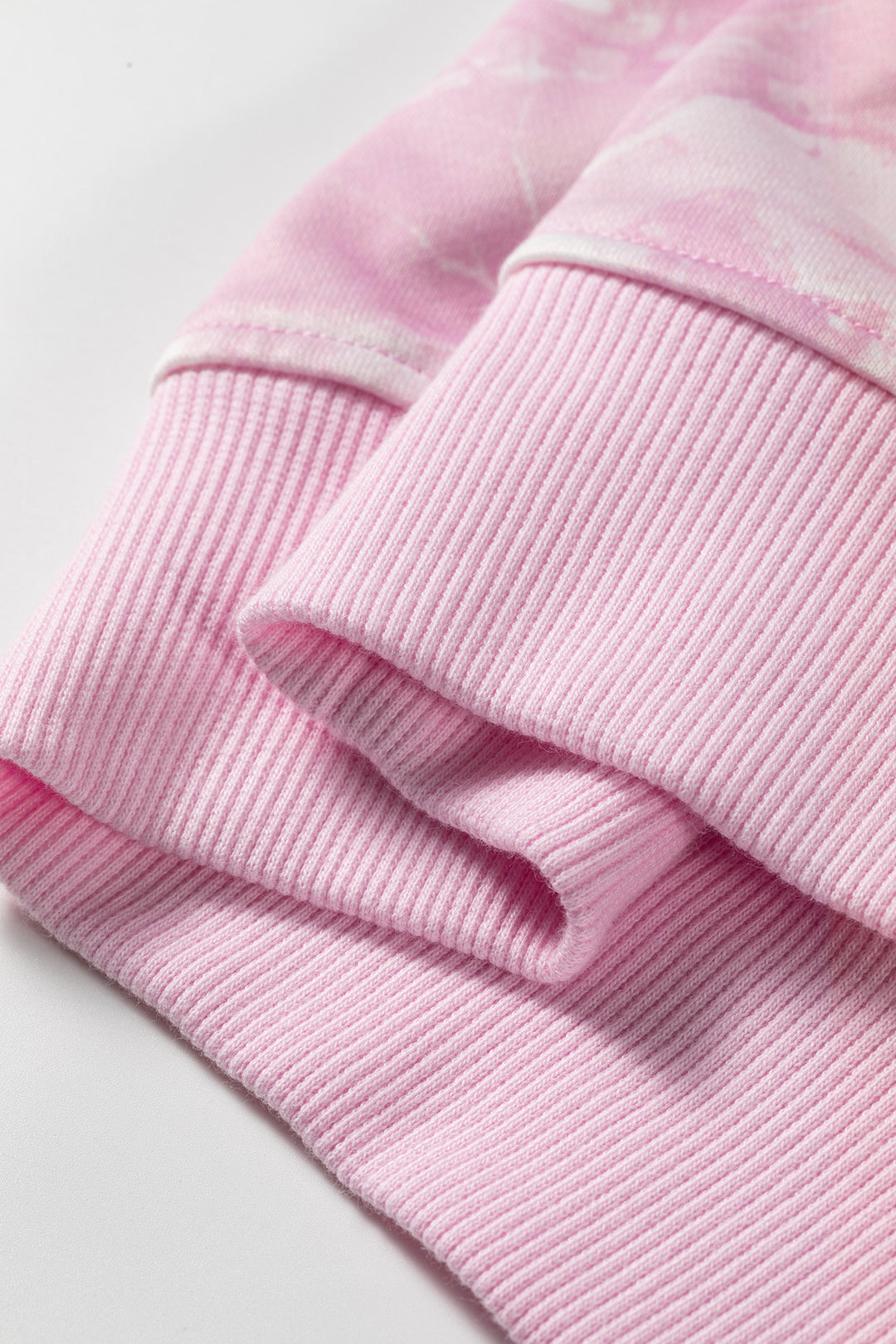Pink Abstract Print Side Stripe Detail Long Sleeve Top Loose Pants Set