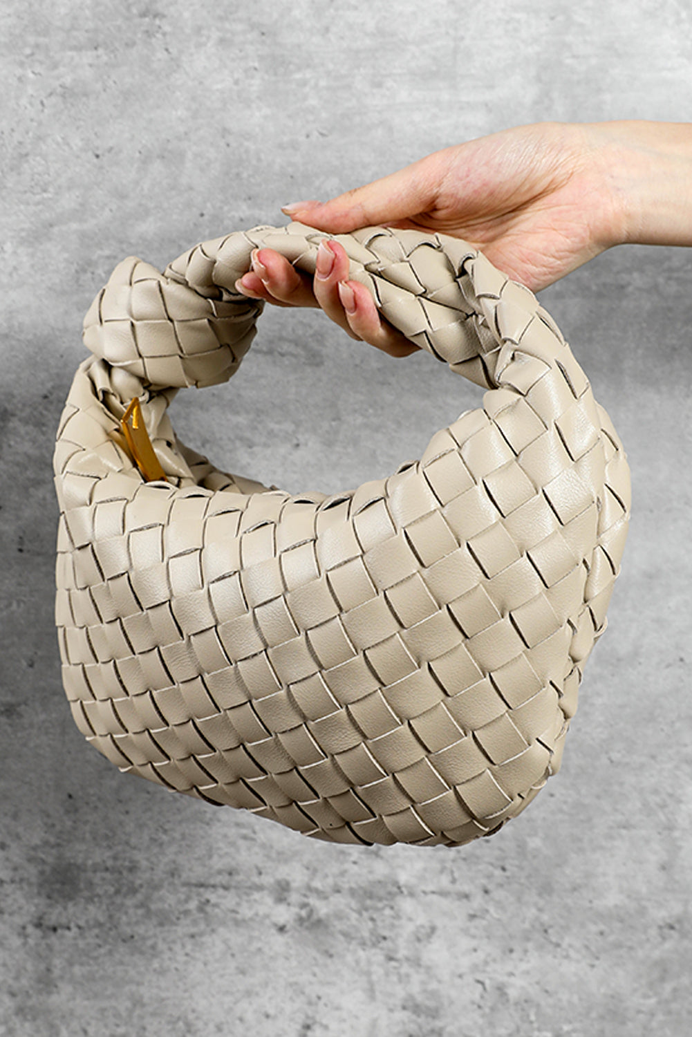 Sac à main en cuir PU tressé avec fermeture éclair