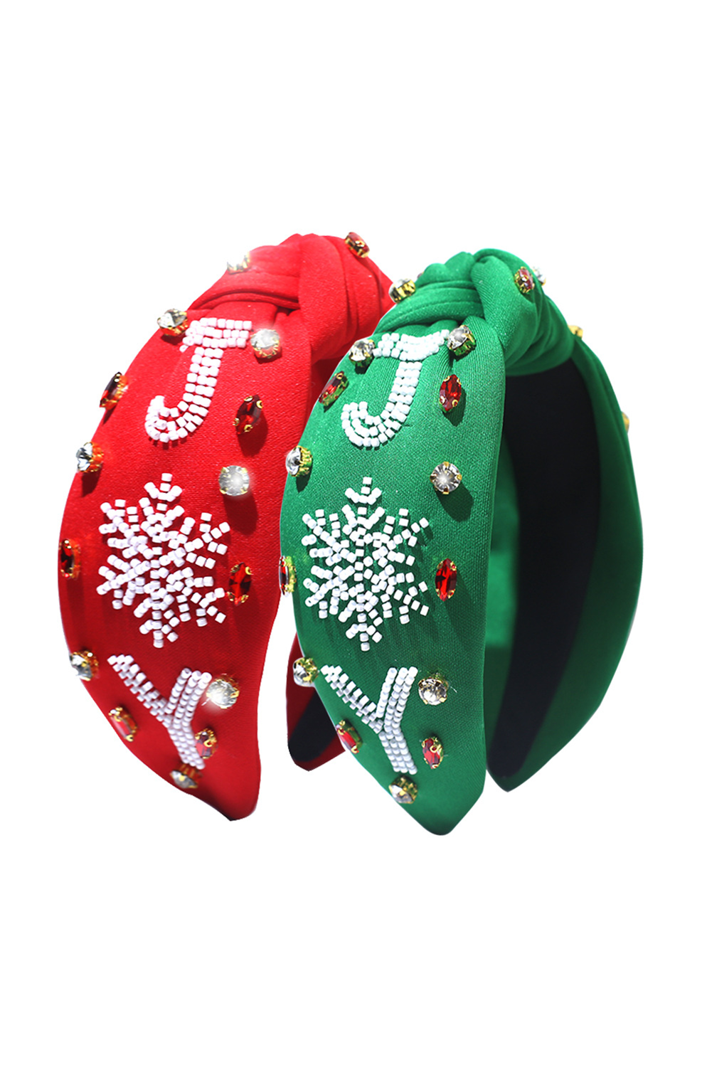Bandeau large en perles de riz et strass de Noël