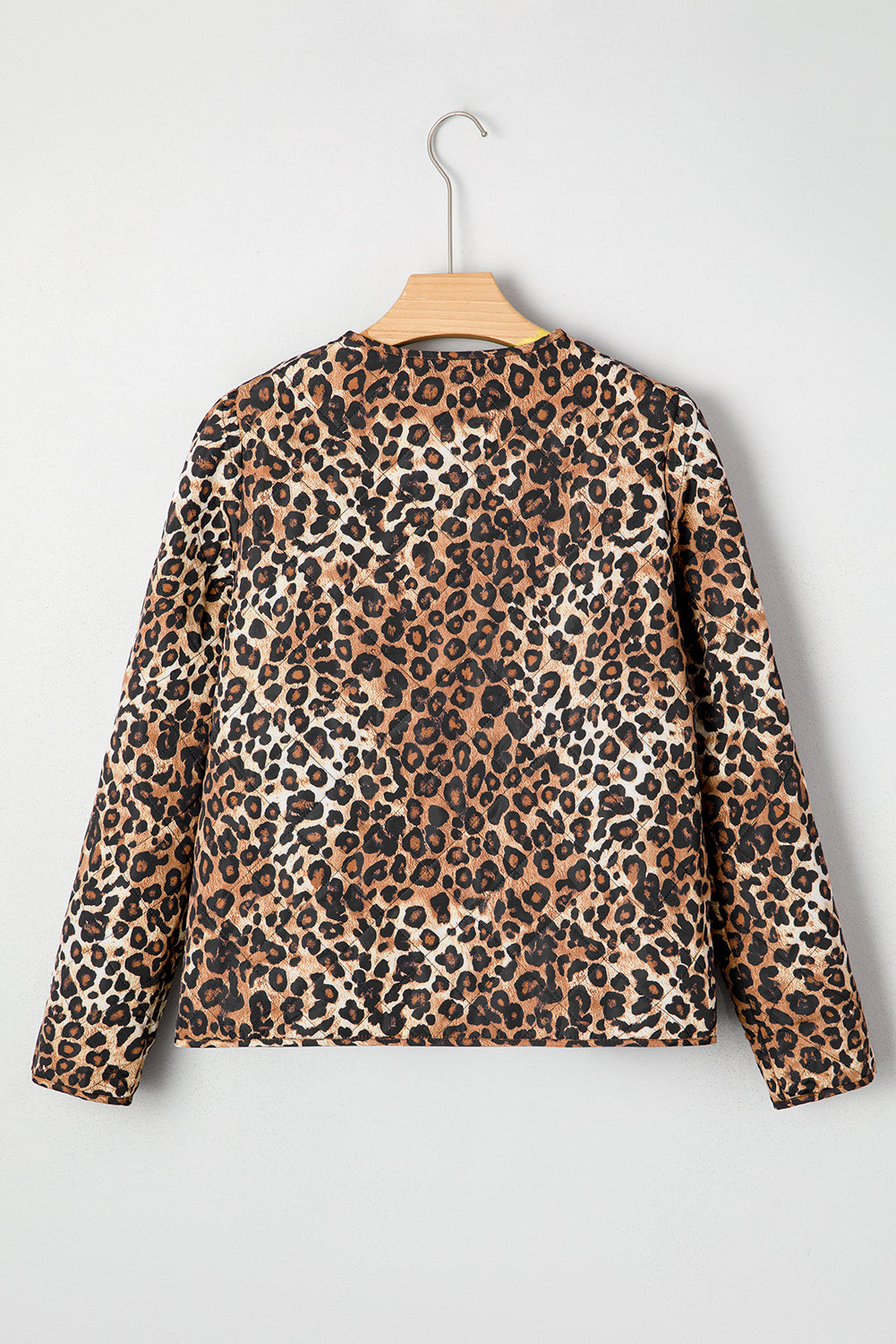 Khaki Leopard Quilted Tie Front Jacket