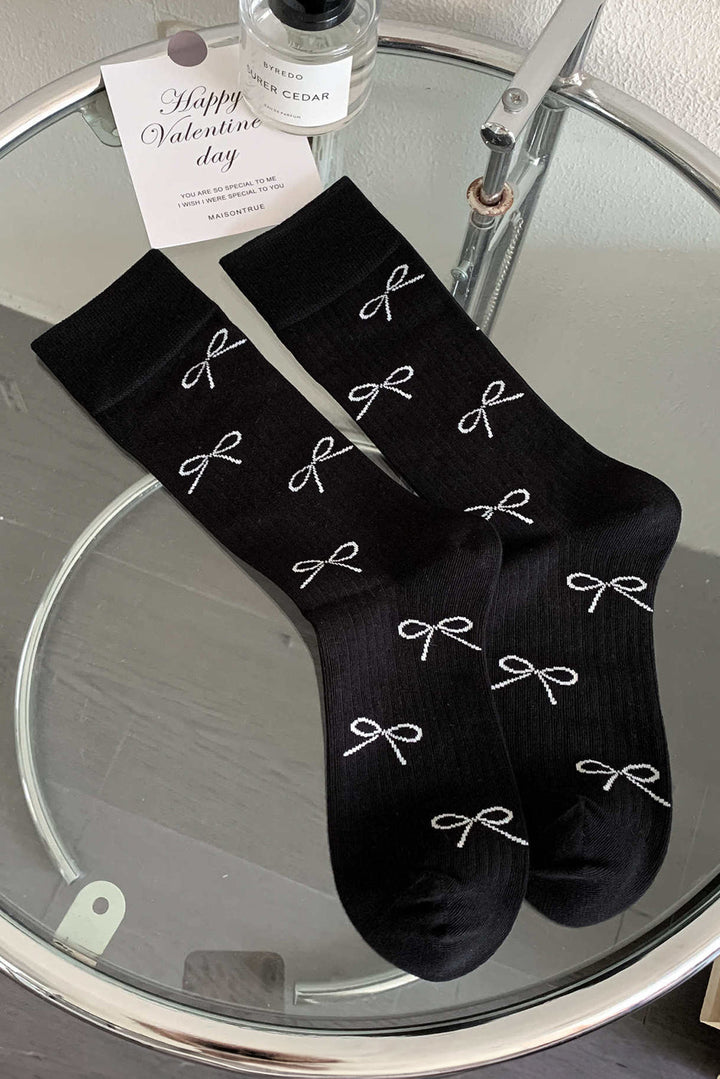 Gerippte Crew-Socken mit Schleifenknoten-Print