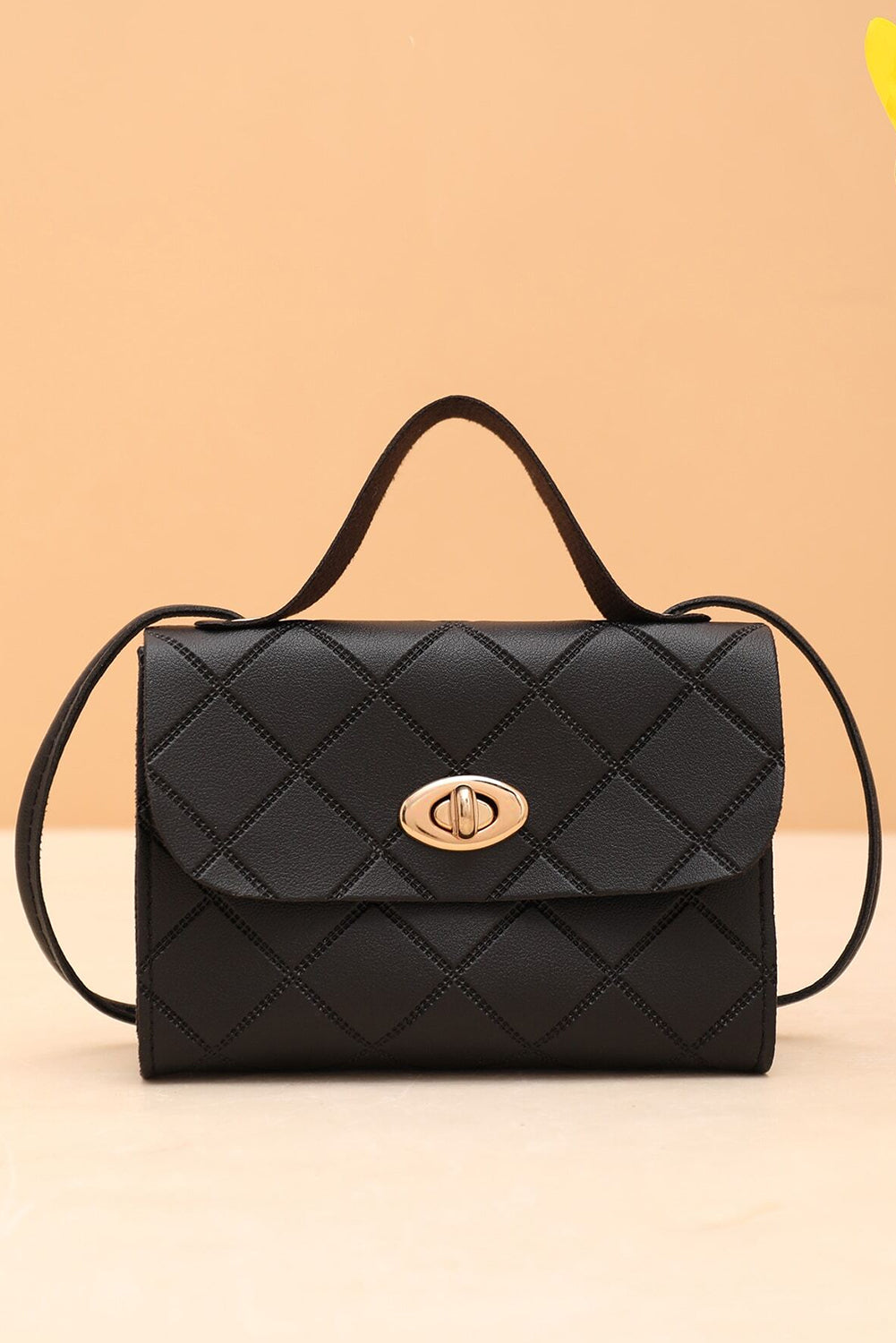 PU Leather Diamond Pattern Messenger Bag