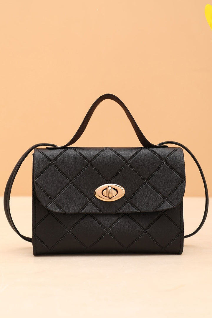 PU Leather Diamond Pattern Messenger Bag