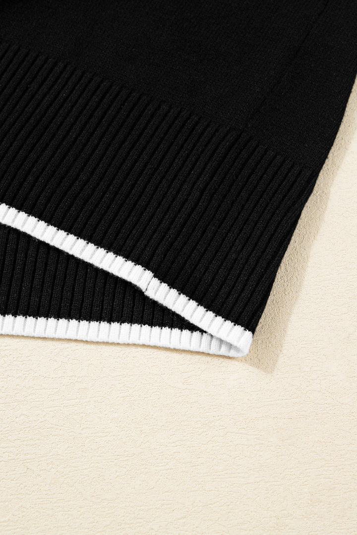 Contrast Trim Big Bow Accent Holiday Cropped Sweater