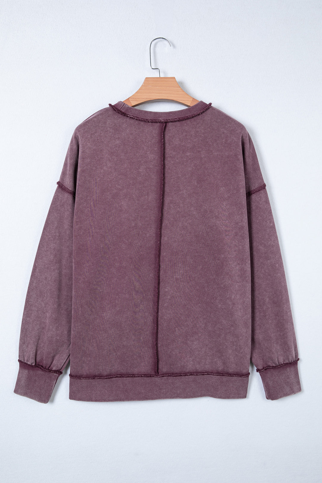 Red Sandalwood Mineral Wash Exposed Seam Side Slit Sweatshirt