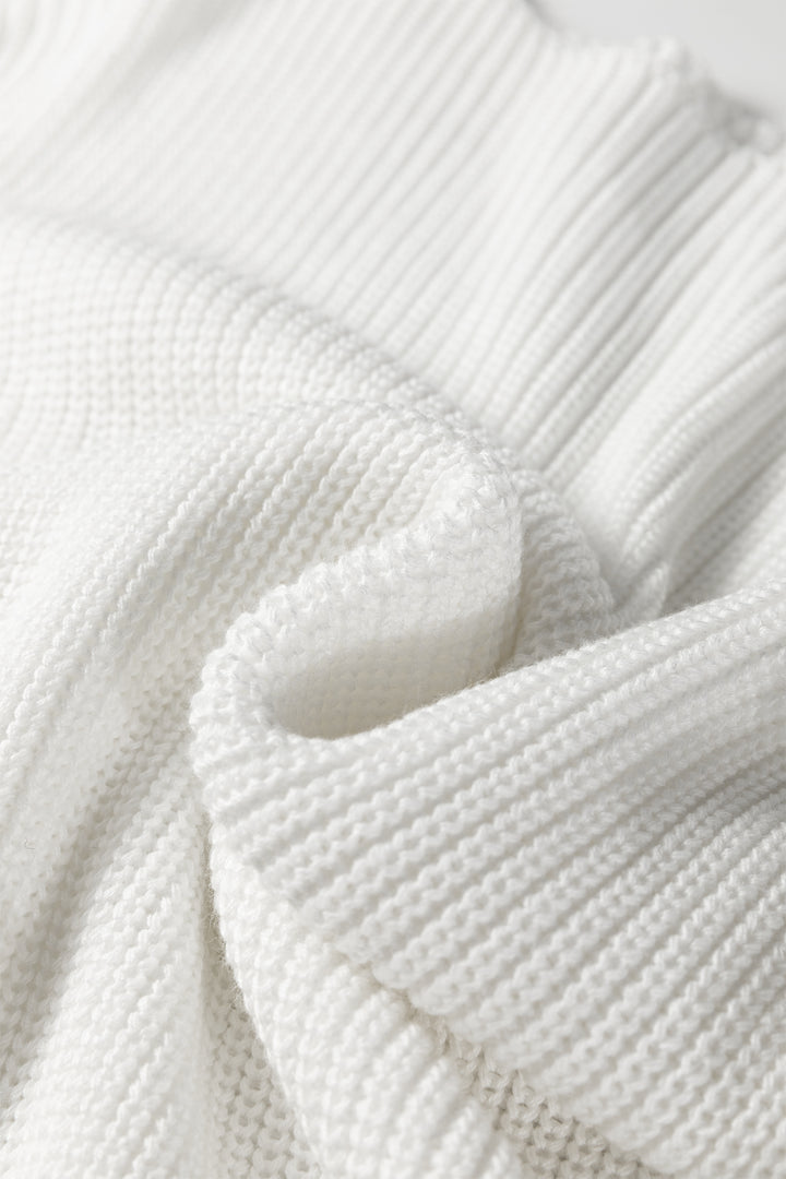White Asymmetric Neck Drop Shoulder Baggy Slouchy Sweater