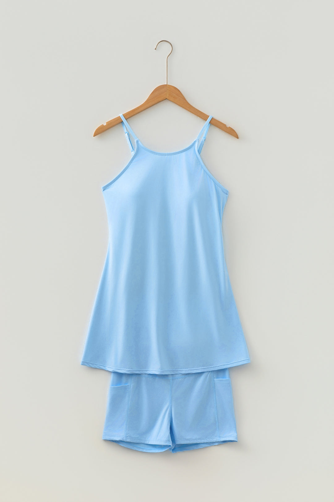 Beau Blue Tunic Tank Dress Athletic Shorts Two Piece Set