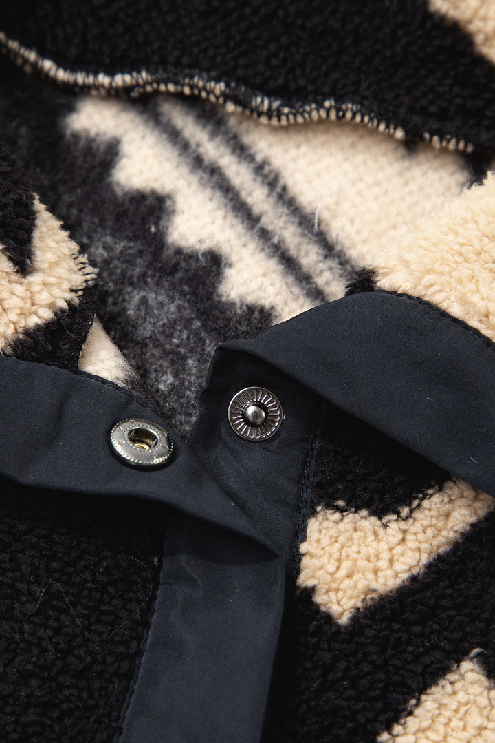 Western Aztec Half Placket Plush Sweatshirt