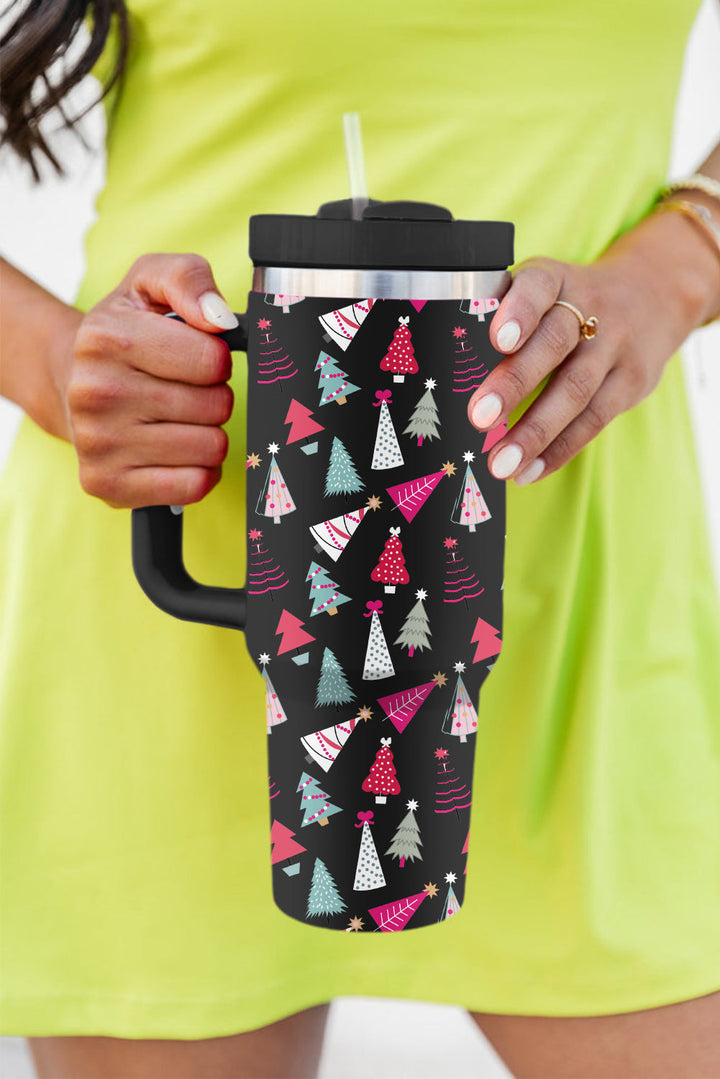Cartoon Christmas Tree Printed Thermos Cup 40oz