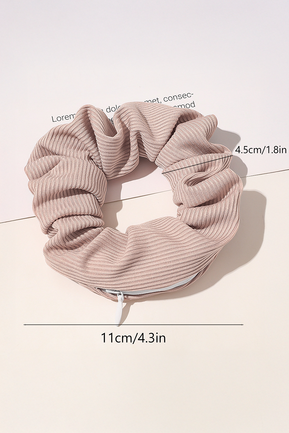 Ribbed Hair Scrunchie with Hidden Zipper Pocket