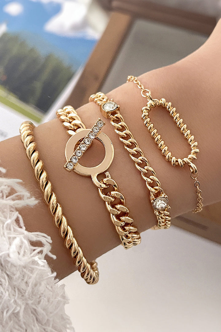 Bracelets à chaîne réglables torsadés avec décor en strass