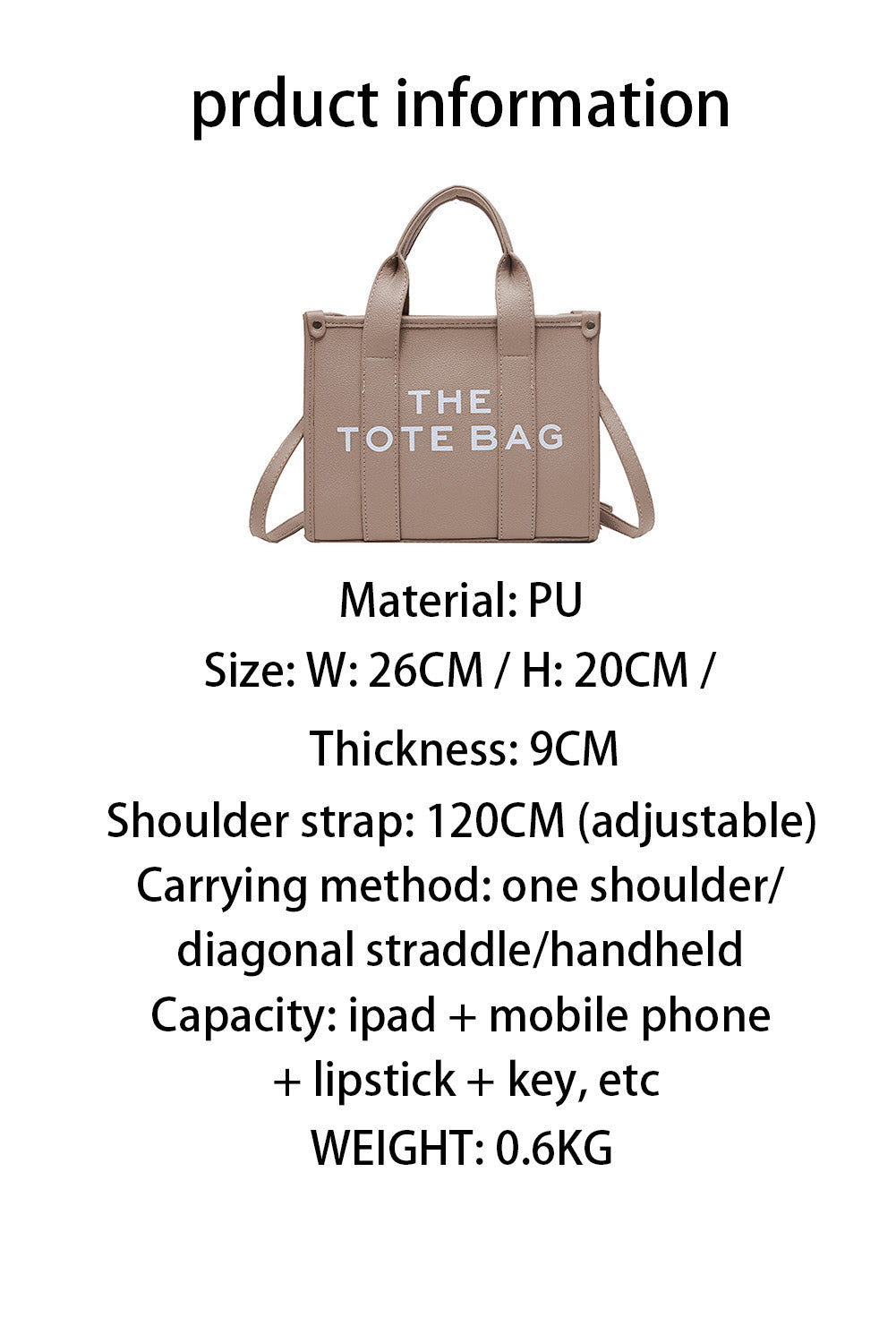 THE TOTE BAG PU Leather Large Shoulder Bag