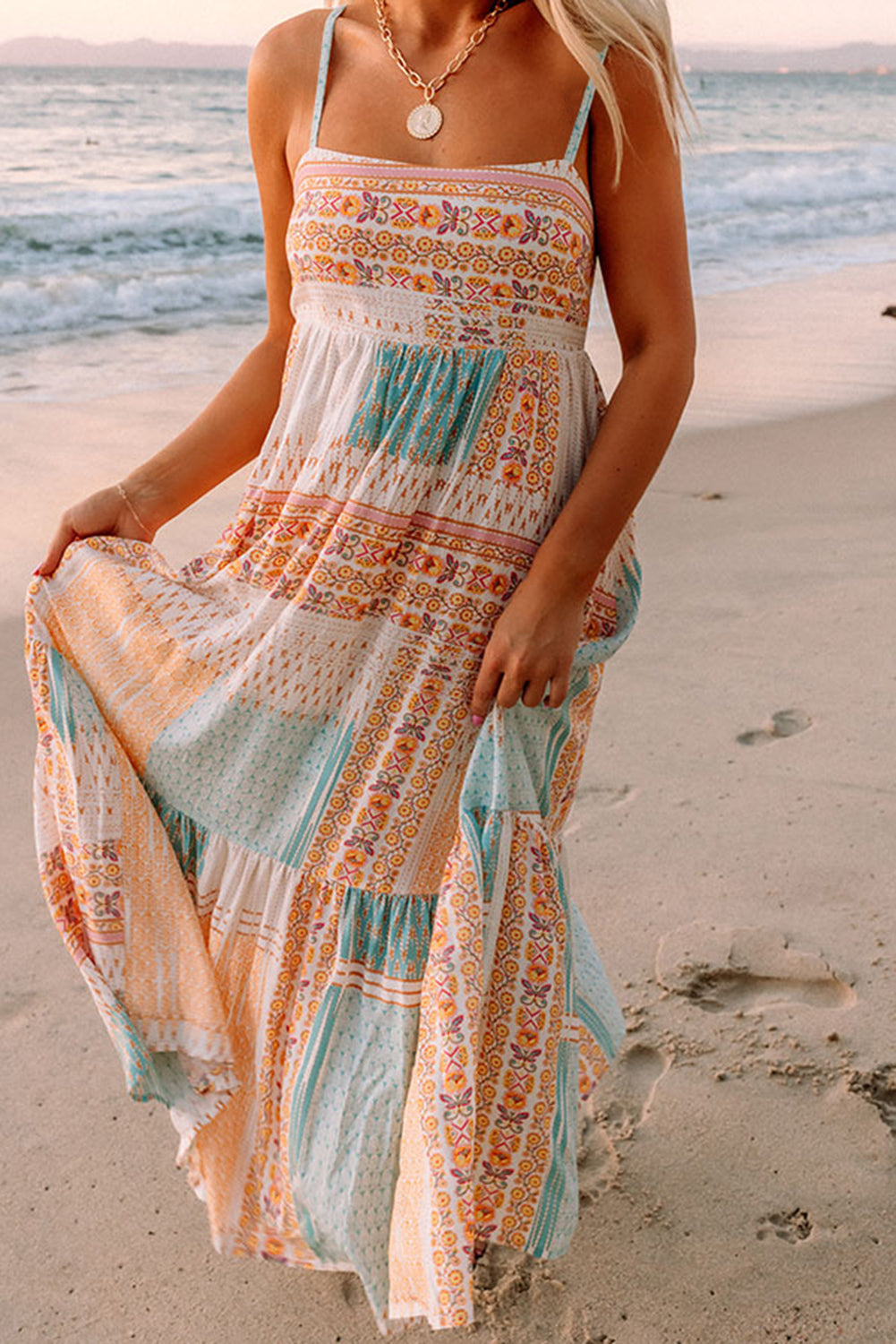 boho patchwork dress Sunwashed Prairie Wildly Beautiful The Belle Flower Patchwork Dress combines vintage charm with a modern boho twist Patchwork Dress - Handcrafted Boho