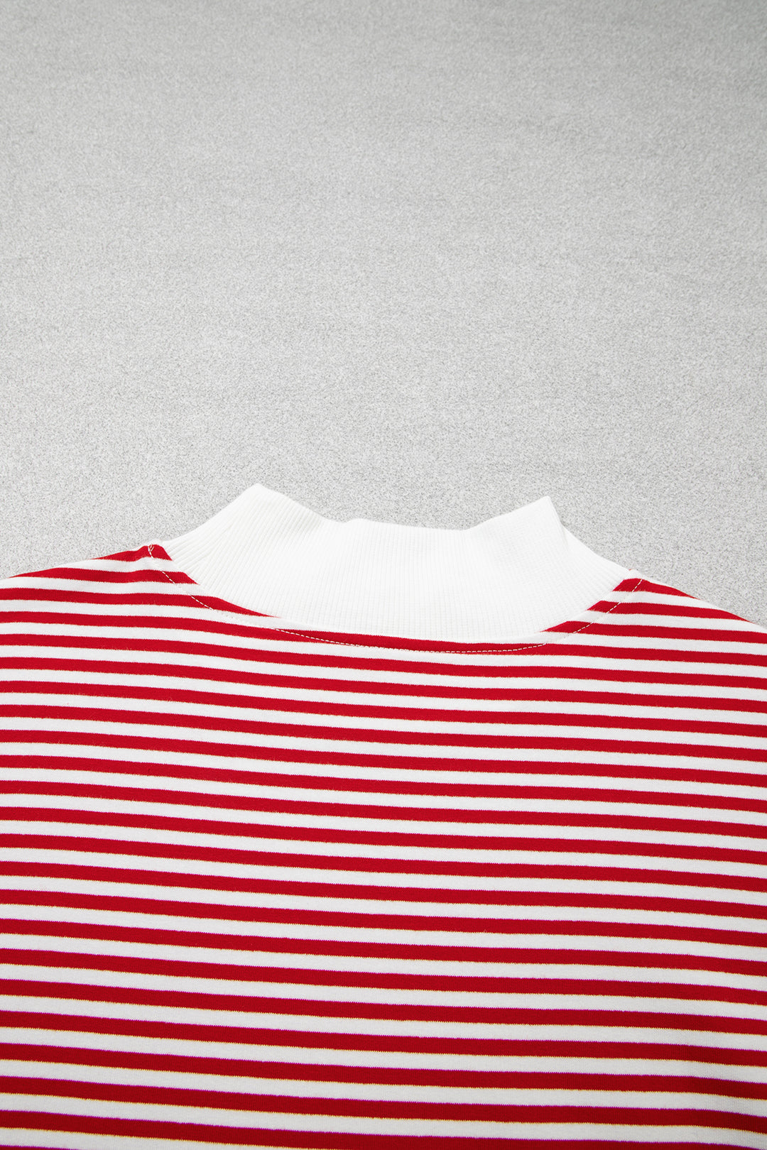 Red Stripe Oversize Mock Neck Sweatshirt and Shorts Set
