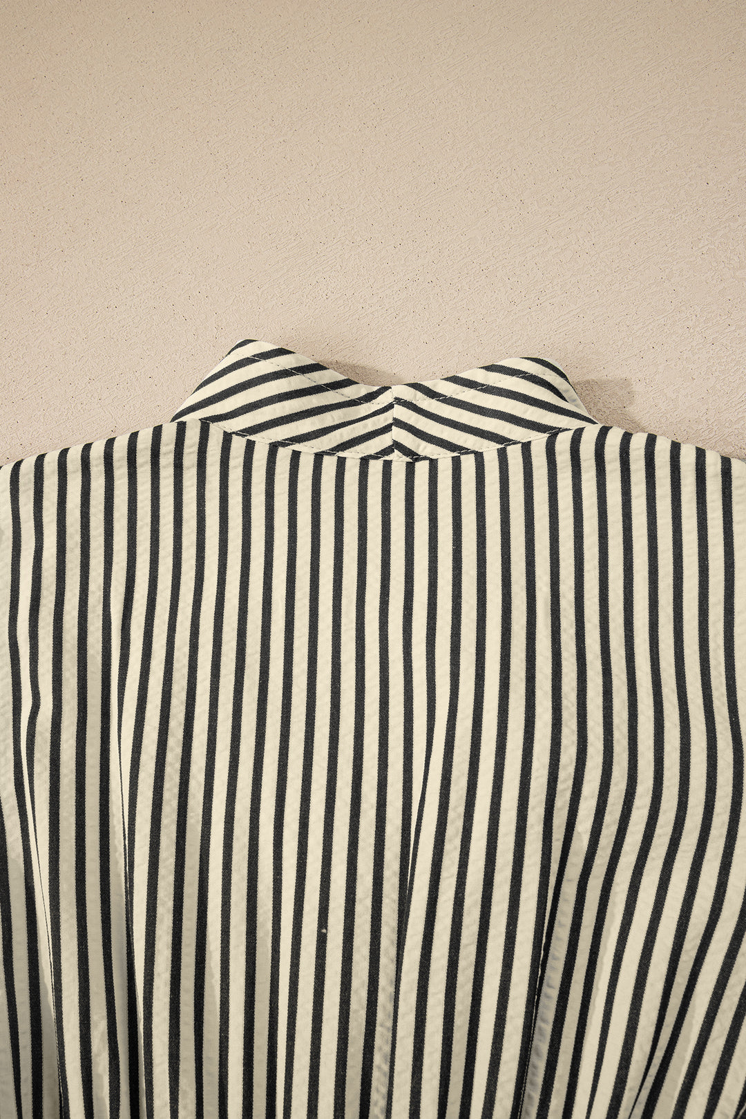 Black Stripe V Neck Zip Front Cinched High Waist Midi Dress