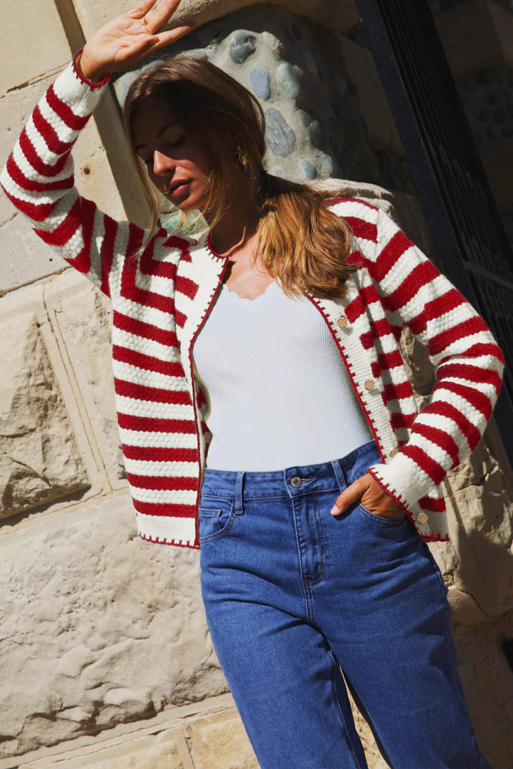 Chic Golden Button Cardigan Sweater