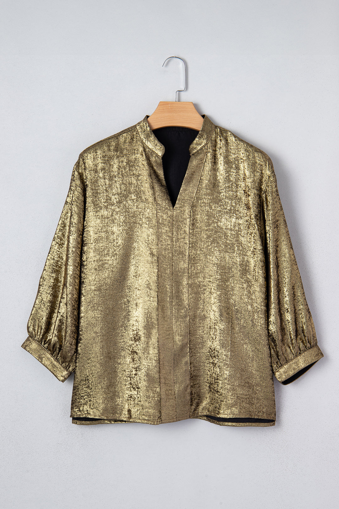 Metallic Split Neck Half Sleeve Blouse