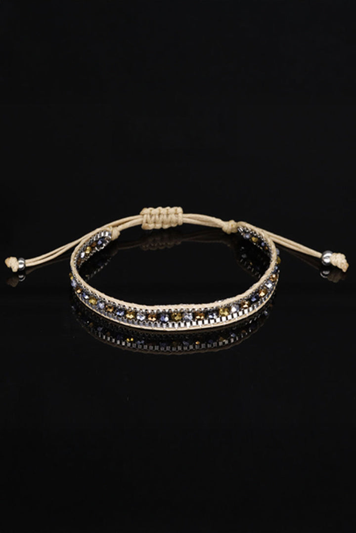 Bracelet réglable en perles de cristal avec cordon de serrage