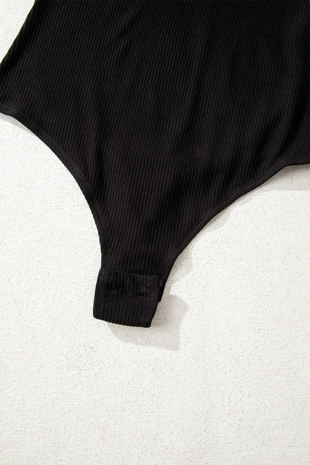 Dearlovers Black Ribbed Long Sleeve Crew Neck Solid Color Bodysuit