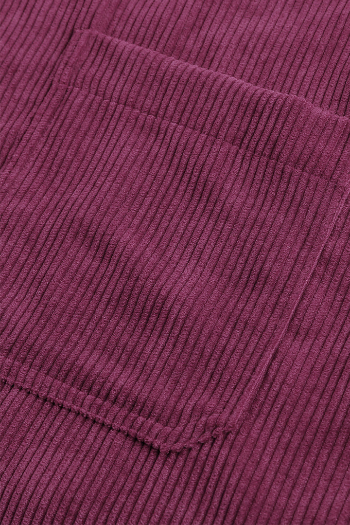 Wine Fiery Red Corduroy Button Pocket Shirt