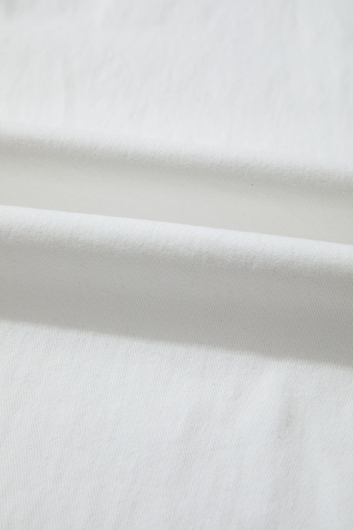 White Solid Color Loose Casual Jeans