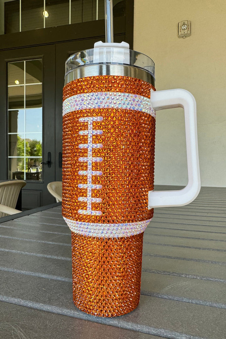 Rhinestone Rugby Football Handle Vacuum Cup 40oz