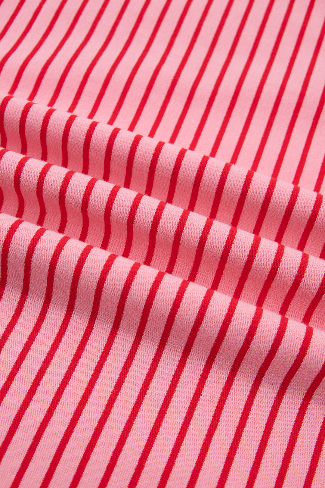 Pink Stripe Ribbed Patchwork Mock Neck Baggy Pullover Matching Shorts Set