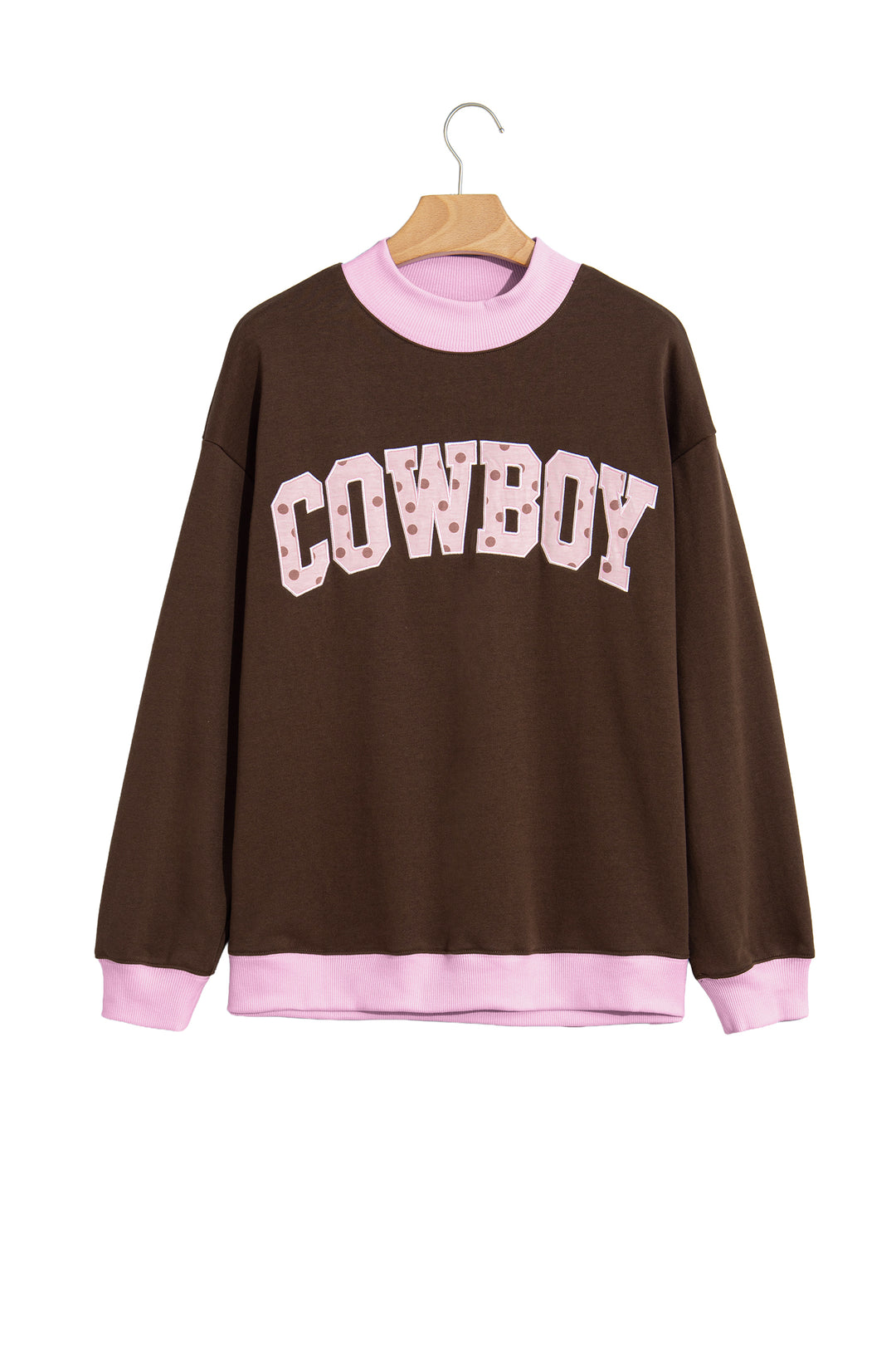 Coffee Polka Dot Letter Graphic Colorblock Tunic Sweatshirt