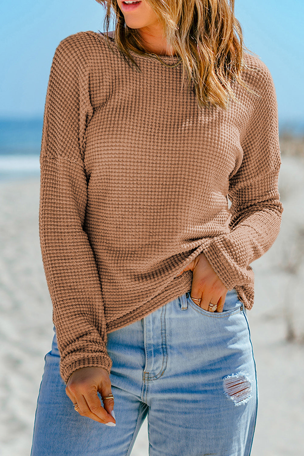 Ekouaer Ensemble de pyjama pour femme en trcot gaufré avec haut à Ekouaer Ensemble de pyjama pour femme en trcot gaufré avec haut à
