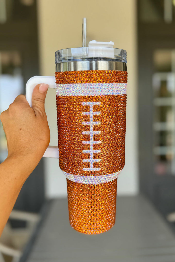 Rhinestone Rugby Football Handle Vacuum Cup 40oz