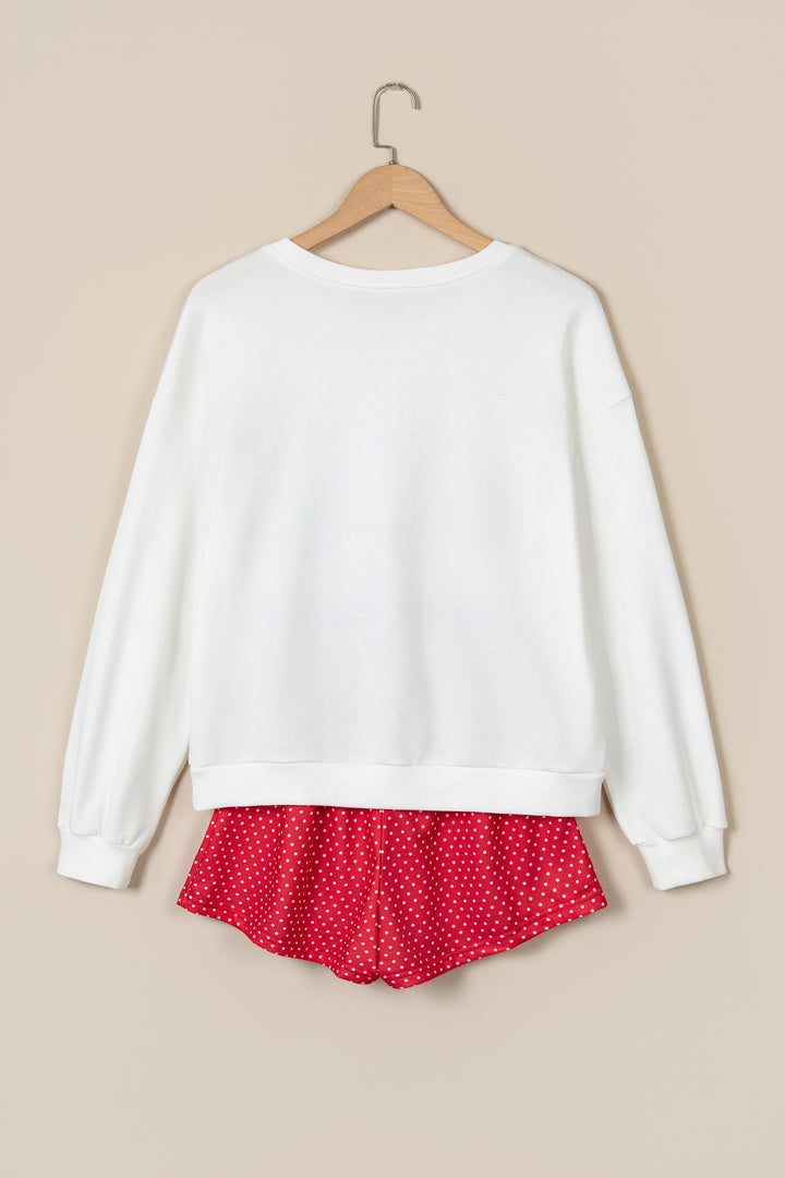 Red Polka Dot MERRY Holiday Long Sleeve Top and Shorts Set