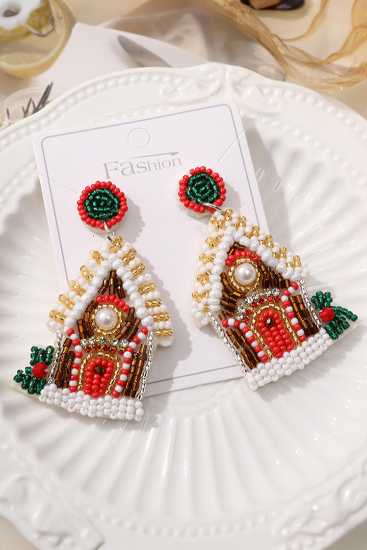 Weihnachtsstil Haus Perlen Ohrstecker Baumeln