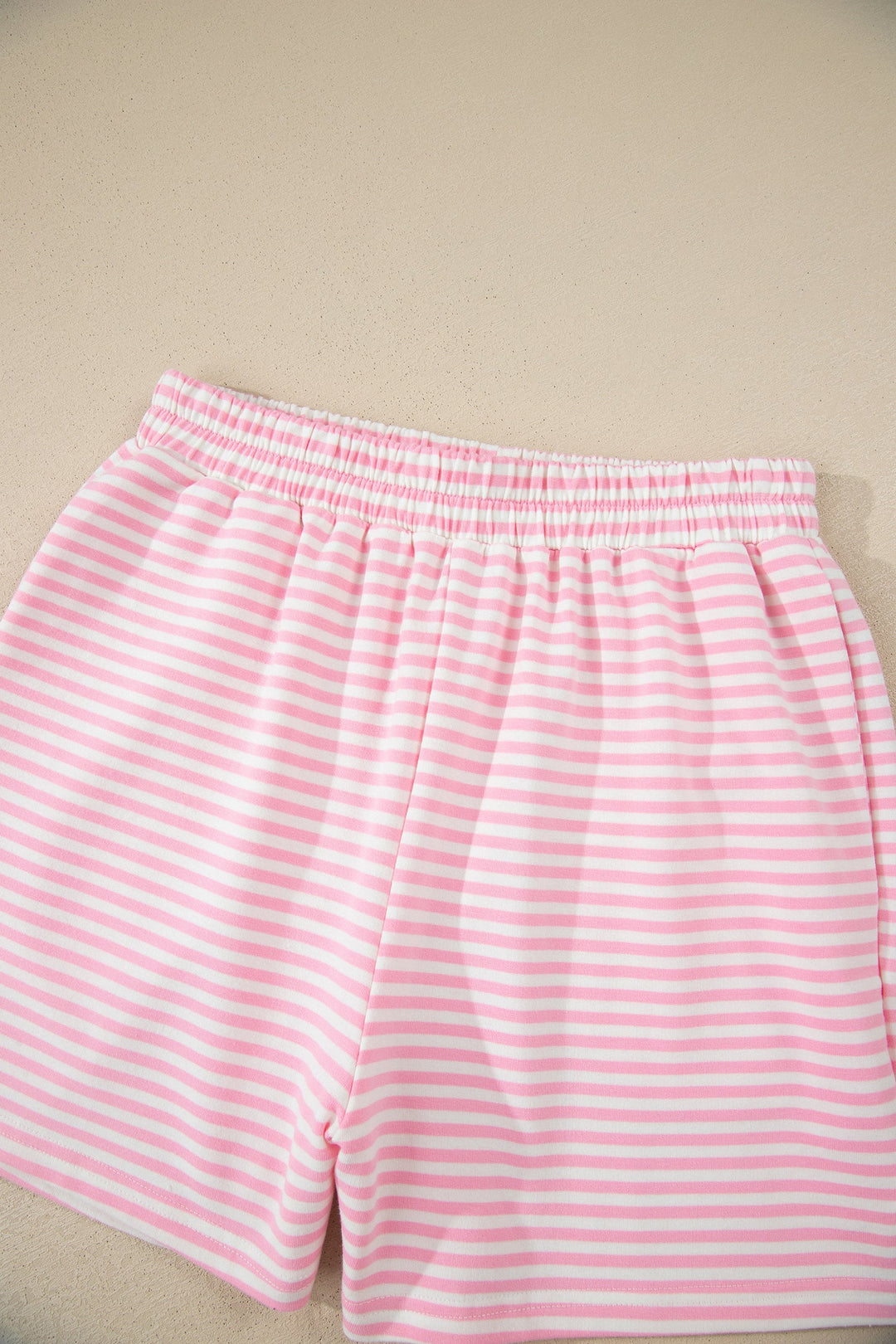 Pink Stripe Oversize Mock Neck Sweatshirt and Shorts Set