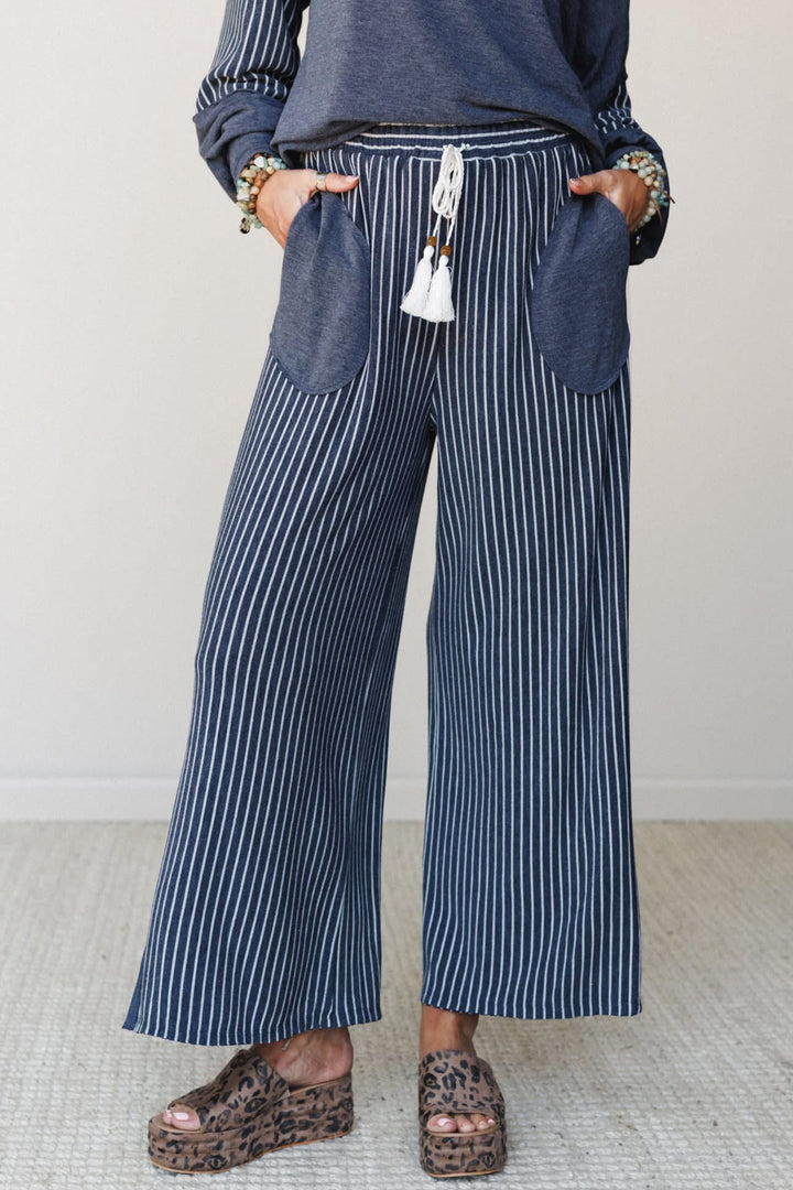 Real Teal Raw Seam Long Sleeve Top Pocket Casual Pants 2pcs Set