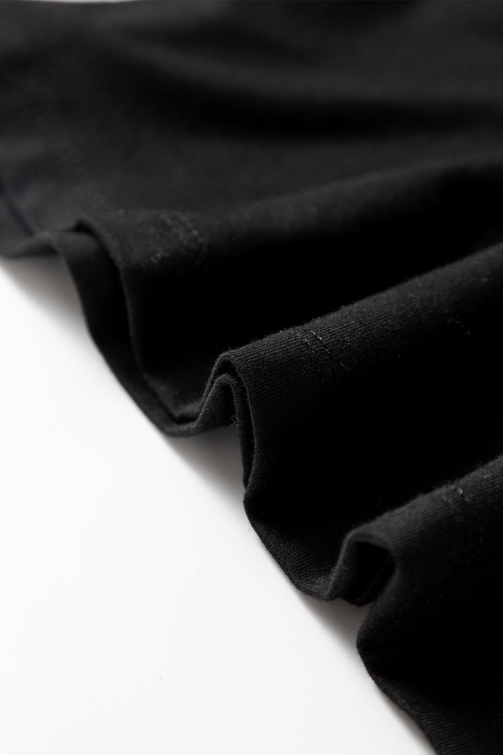 Black Solid Color Long Sleeve Fitted Top