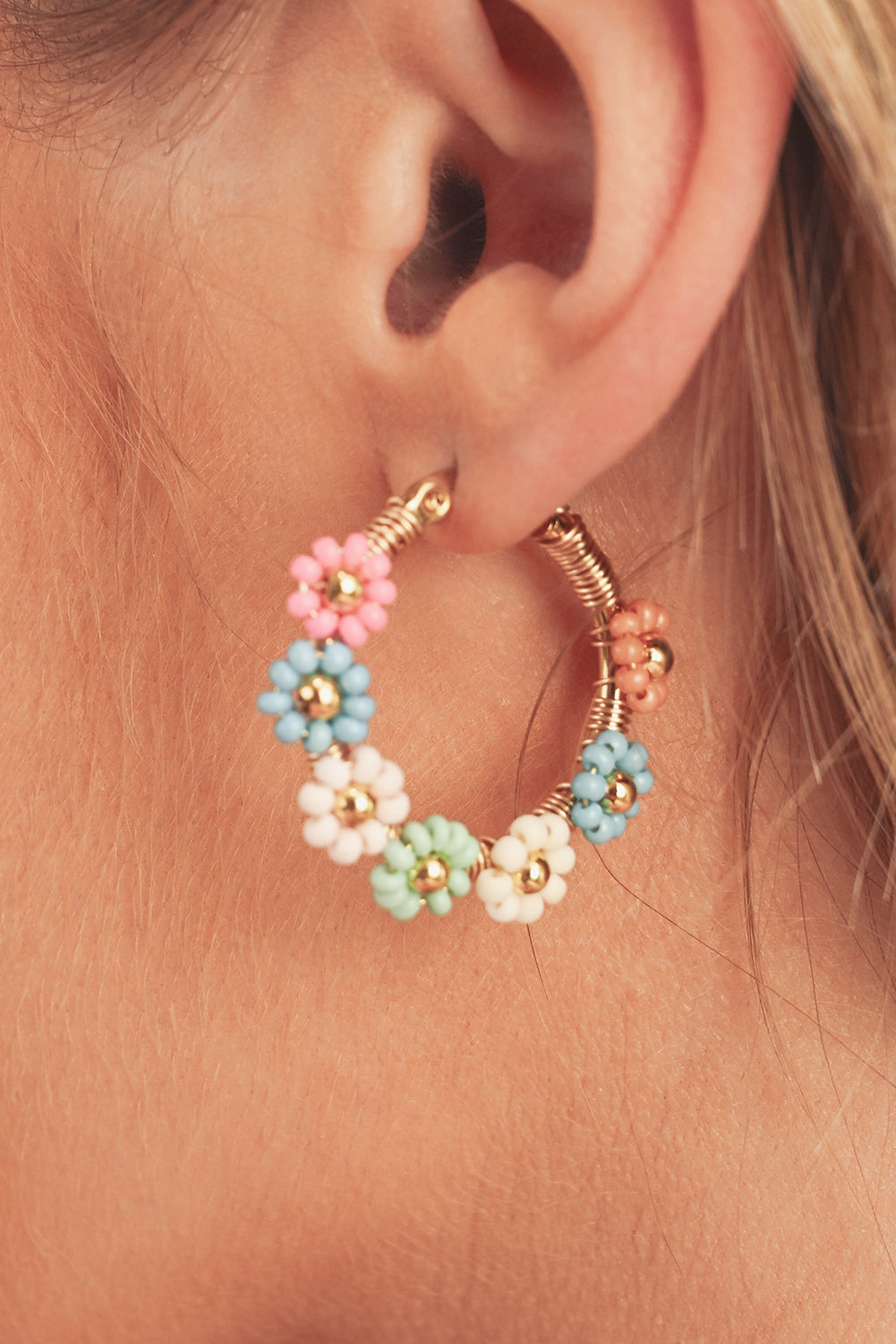 Colorful Flower Hoop Earrings