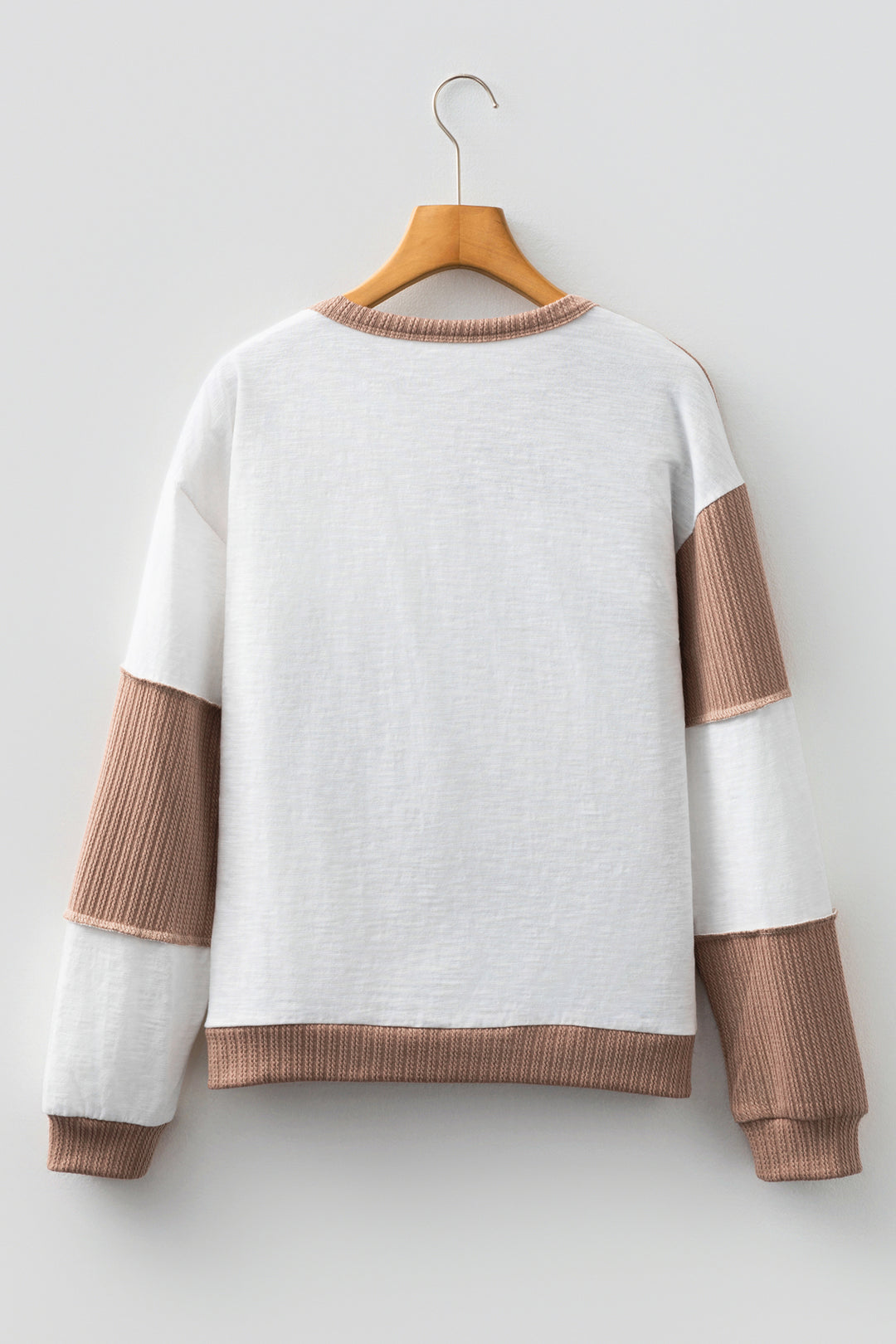 Dark Khaki Colorblock Checkered Raw Seamed Round Neck Knitted Jumper