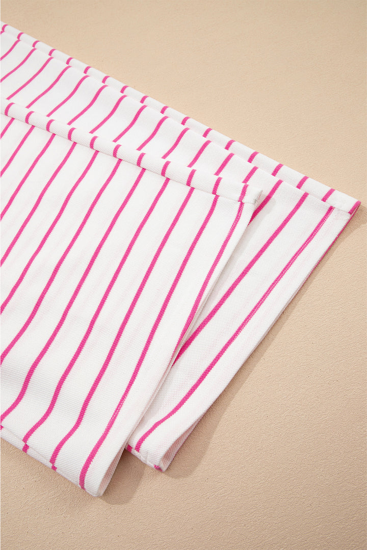 Rose Stripe Casual Wide Leg 2pcs Pants Set
